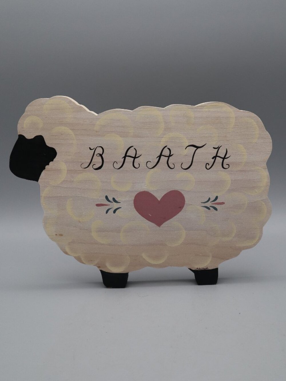 Hand Painted Wooden Bathroom Sign Plaque Sheep Baath Pun Country Farmhouse